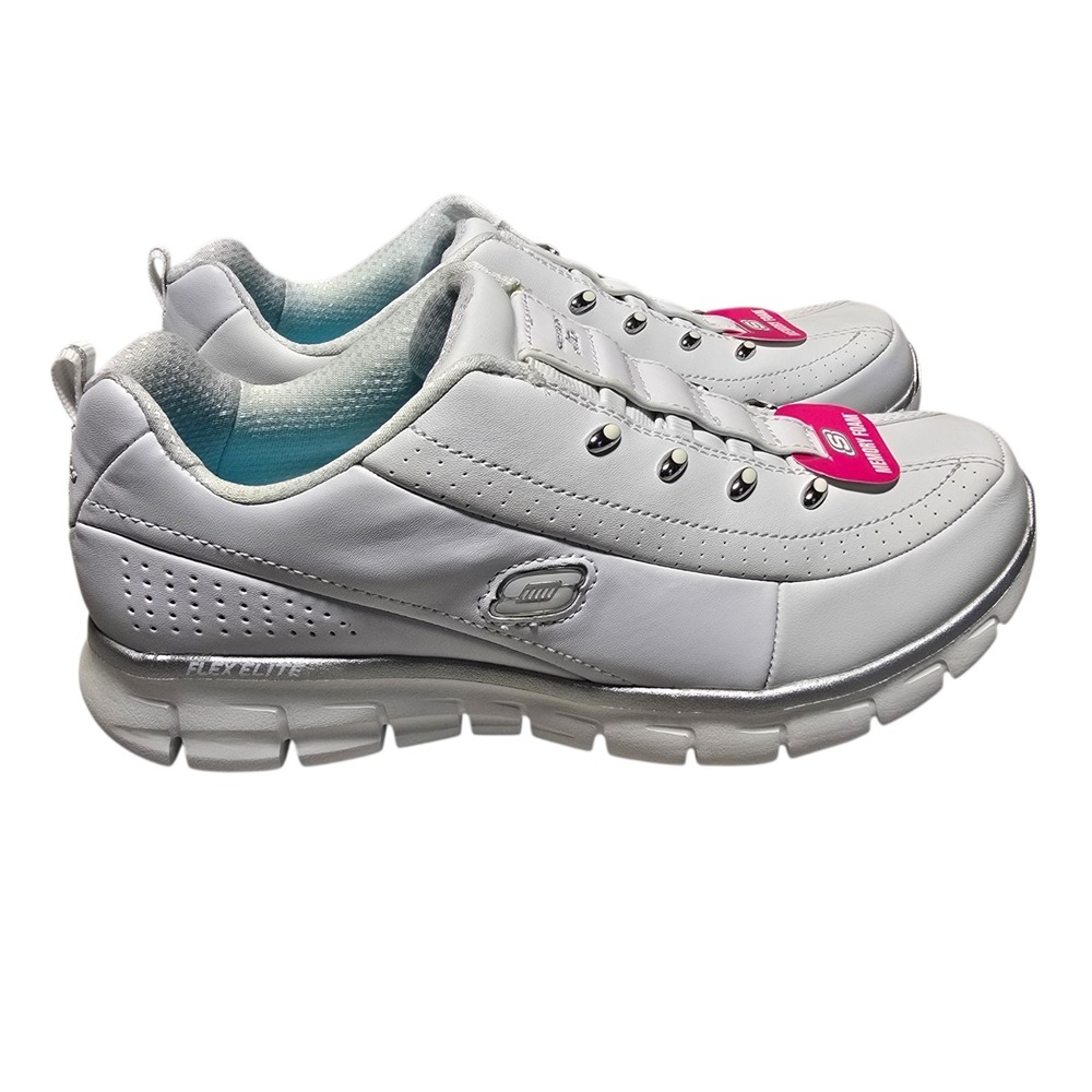 Skechers Shoes Womens 7.5 Elite Class Casual Sneakers White Leather 11644 - Picture 3 of 9